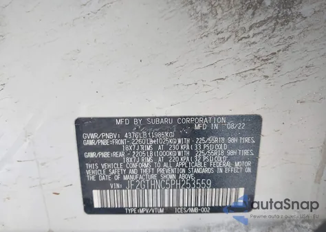 2023 Subaru Crosstrek Limited z USA, uszkodzony, nr VIN JF2GTHNC5PH253559